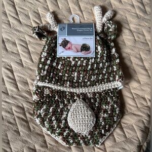 Crocheted Baby Hat and Diaper Cover Set